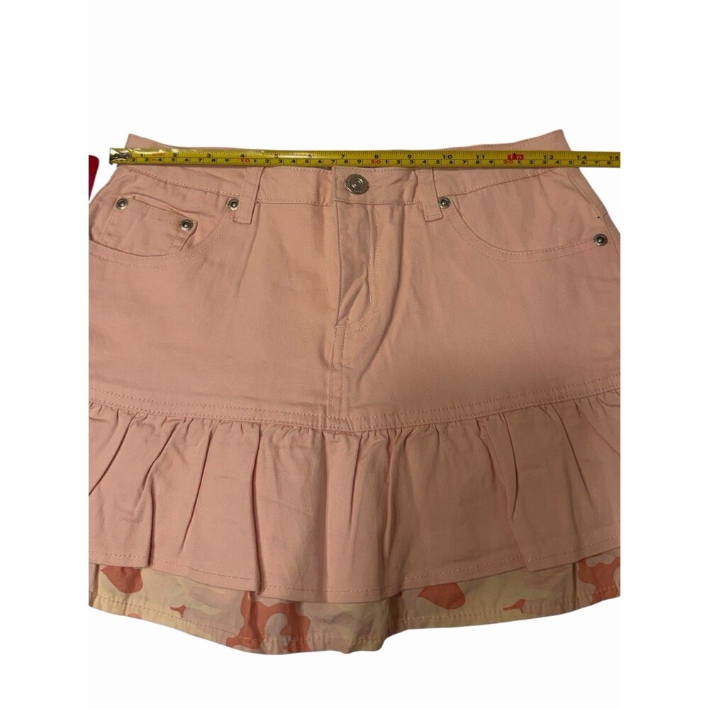 Pink Camo Ruffle Skort Cotton Y2K Mini Skirt Shorts Girls L Spring Summer NWT - Picture 5 of 10